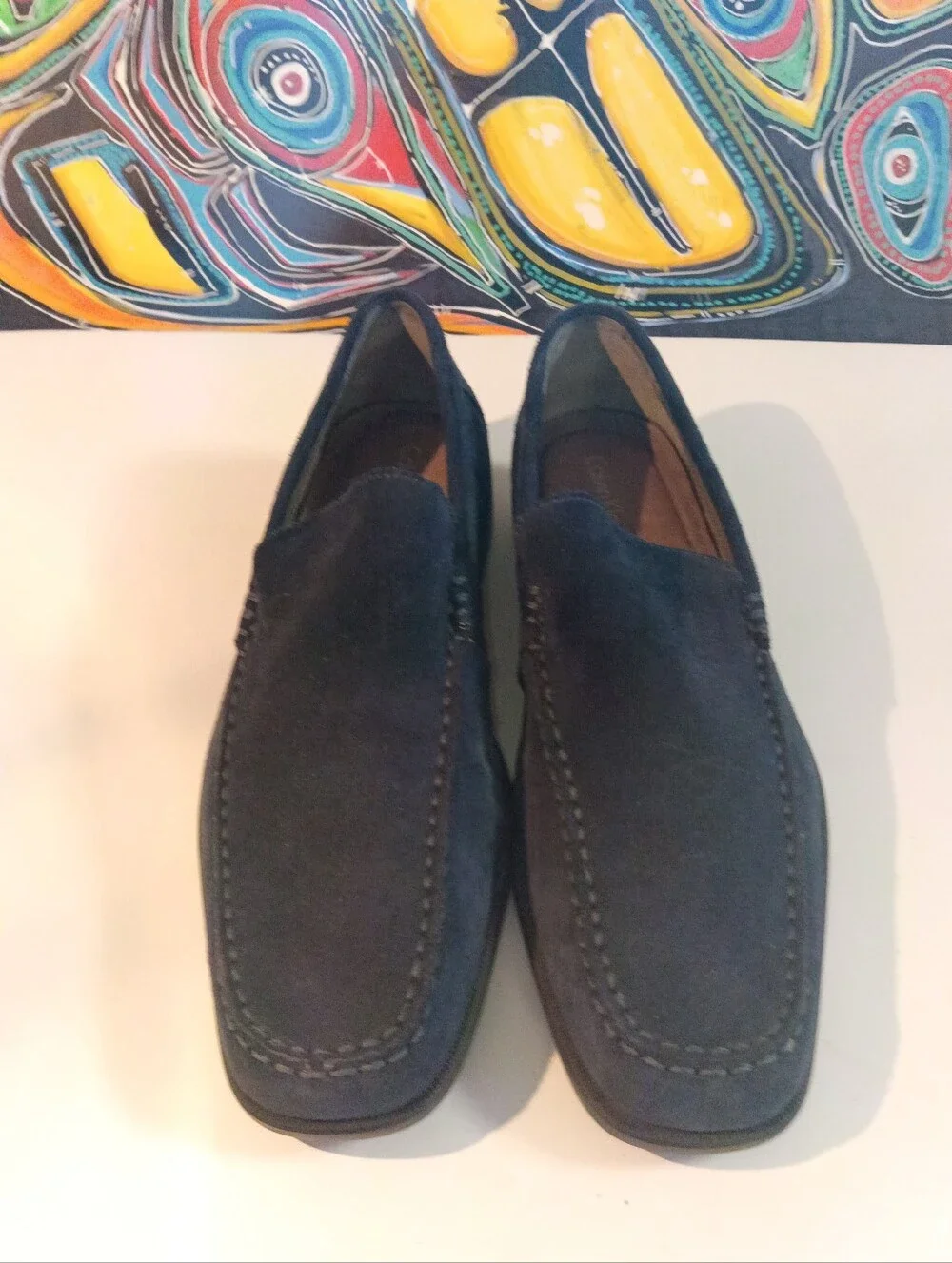 Calvin Klein Men's Dark Blue Suede Dress Shoes - Casual Leather Loafers